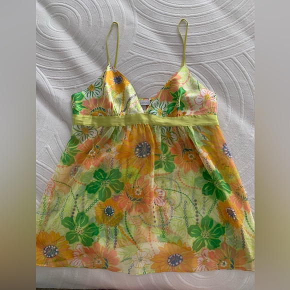 Green/yellow floral LaSenza top (size L) - Picture 1 of 3